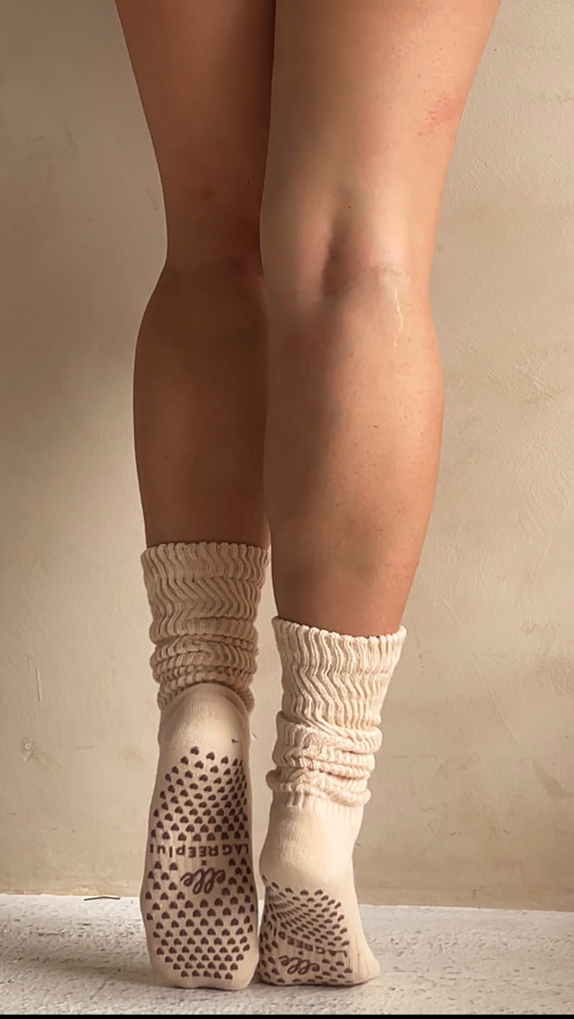 Espresso Gratitude Beige Slouch Sock